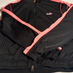 Puma Black Jacket with Neon Pink Stripes